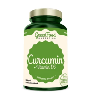 Curcumin + Vitamín D3 - GreenFood Nutrition, 60 kapsúl,Curcumin + Vitamín D3 - GreenFood Nutrition, 60 kapsúl