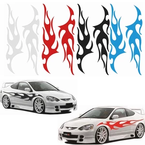 2pcs Flame Stickers Graphic Decal Large Flaming Body Marine Boat Car Truck Vnyl Flames Sticker 12 x 48 Inch