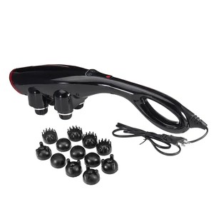 4 Heads Electric Handheld Massager Infrared Heating Body Neck Back Massage Hammer Set W/ 12 Massage Head