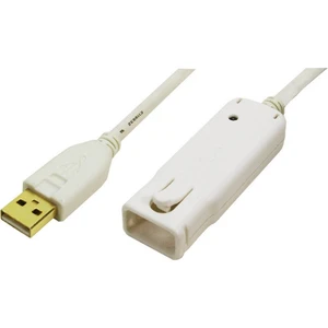 LogiLink #####USB-Kabel USB 2.0 #####USB-A Stecker, #####USB-A Buchse 12.00 m biela pozlátené kontakty, UL certifikácia