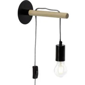 Nástěnné světlo E27 60 W LED Brilliant Jarbo 98977/76 černá, dřevo