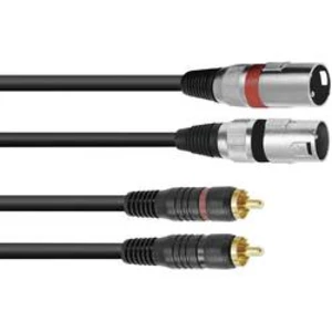 Kabelový adaptér Omnitronic 3022522D [2x XLR zástrčka 3pólová - 2x cinch zástrčka], 3.00 m, černá