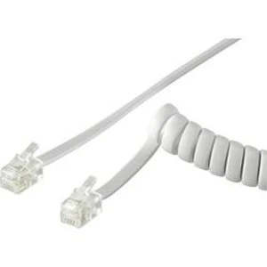 Spirálový kabel pro telefonní sluchátkoBasetech, [1x RJ11 zástrčka 4p4c - 1x RJ11 zástrčka 4p4c], 2.00 m, bílá