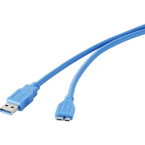 USB 3.0 prepojovací kábel [1x USB 3.0 zástrčka A - 1x micro USB 3.0 zástrčka B] 1.80 m modrá pozlátené kontakty Renkforc