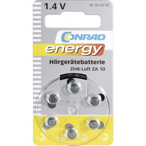 Conrad energy  gombíková batéria  ZA 10 zinkovo-vzduchová 90 mAh 1.4 V 6 ks