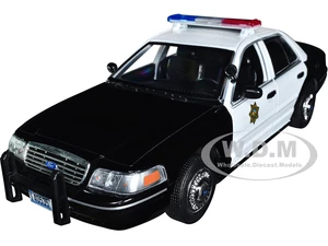 1998 Ford Crown Victoria Police Interceptor Black and White "Reno Sheriffs Department" "Lieutenant Jim Dangle Reno 911 (2003-2009)" TV Series 1/24 Di