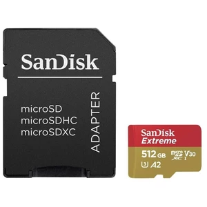 Pamäťová karta SanDisk Micro SDXC Extreme 512GB UHS-I U3 (160R/90W) + adapter (SDSQXA1-512G-GN6MA) pamäťová karta SDXC • kapacita 512 GB • čítanie až 