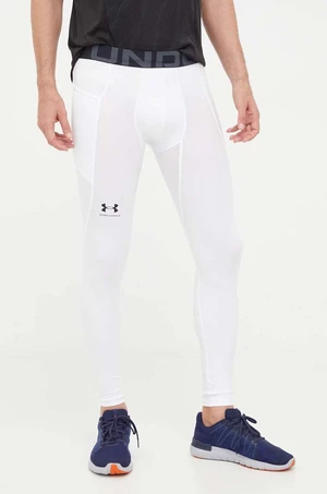 Tréningové legíny Under Armour pánske, biela farba, jednofarebné, 1361586