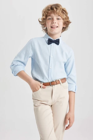 DEFACTO Boy Long Sleeve Oxford Shirt Bowtie 2-Pack Set