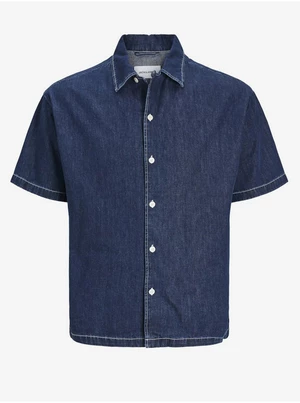 Modrá pánská džínová košile s krátkým rukávem Jack & Jones Palma - Pánské