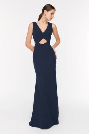 Trendyol Navy Blue Decollete Waist Evening Dress