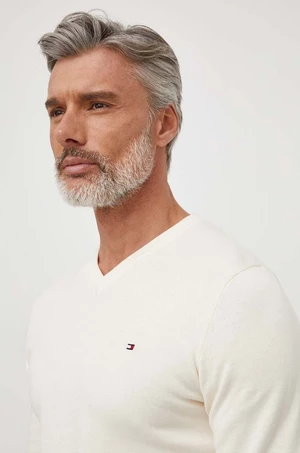 Bavlnený sveter Tommy Hilfiger béžová farba,tenký,MW0MW32022