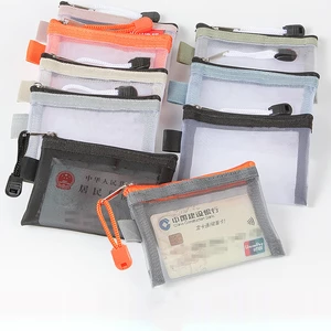Mini Transparent Nylon Mesh Card Bag Credit ID Card Organizer Portable Coin Purse Lipstick Earphone Data Line Key Storage Bag