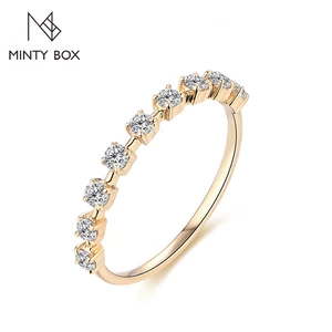 MINTYBOX 925 Sliver D Color VVS1 Moissanite 10K 14K Yellow Gold Plated Engagement Wedding Band Moissanite Diamond Ring for Women