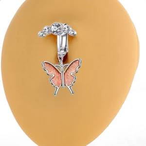 Faux Fake Belly Ring Butterfly Fake Belly Piercing Clip on Umbilical Navel Belly Button Cartilage Clip on Earrings Body Jewelry