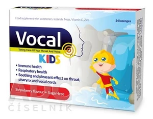 Vocal KIDS bez cukru s jahodovou príchuťou 24 pastiliek