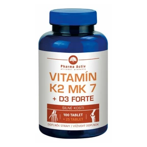 PHARMA ACTIV Vitamín K2 MK7 + D3 FORTE 1000 I.U. 125 tabliet