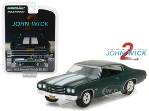 1970 Chevrolet Chevelle SS 396 Green with White Stripes "John Wick Chapter 2" (2017) Movie "Hollywood Series" Release 18 1/64 Diecast Model Car by Gr