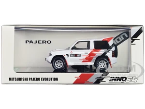 Mitsubishi Pajero Evolution RHD (Right Hand Drive) White with Graphics "Ralliart" 1/64 Diecast Model Car by Inno Models