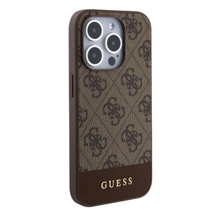 Zadní kryt Guess PU 4G Stripe MagSafe pro Apple iPhone 15 Pro, hnědá