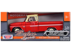 1966 Chevrolet C10 Fleetside Pickup Truck Red with Cream Top "American Classics" 1/24 Diecast Model Car by Motormax