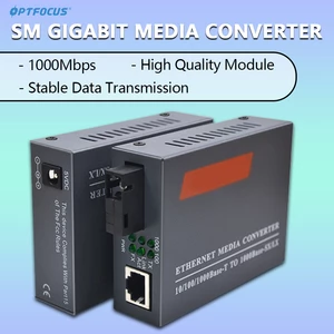 OPTFOCUS Gigabit Fiber Optical Media Converter 1000Mbps SM Transceiver SC module 20km A B 5pairs Transceiver Free Shipping