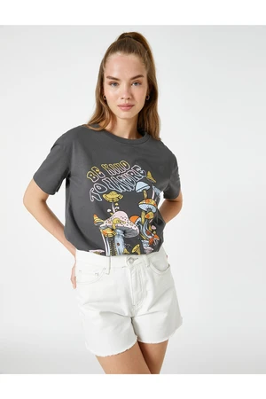 Koton Printed T-Shirt Crew Neck Short Sleeve Cotton
