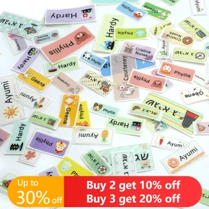 Cartoon Pattern Iron On Label Clothes Custom Name Tags Waterproof Fabric Personalized Sticker School Uniform Apparel Accessories