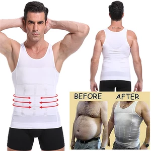 Men Slimming Body Shaper Waist Trainer Vest Tummy Control Posture Shirt Back Correction Abdomen Tank Top Compression Shaperwear