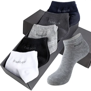 5 Pairs/Pack New Men's Bamboo Socks Short Business Men Deodorant Ankle Socks Breathable Male Solid Color US Size 6-11