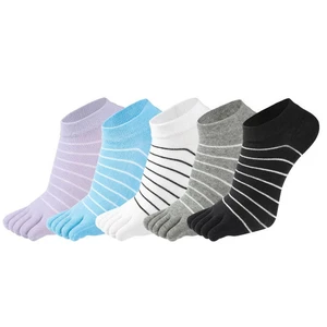 New Cotton Five Finger Socks For Woman Striped Colorful Ankle Boat No Show Socks With Toes Novelty Brand Hot Sell