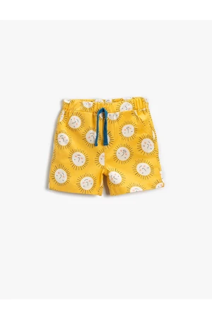 Koton Sun Printed Shorts with Button Detail Tie Waist Cotton.