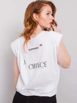 Women's white T-shirt with inscription