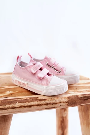 Kids fabric sneakers with Velcro BIG STAR KK374083 Pink
