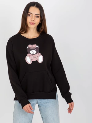 Women's sweatshirt with teddy bear - black