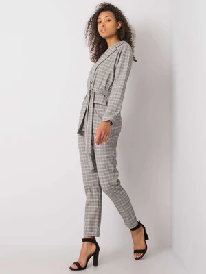 Saskia grey and beige plaid jacket