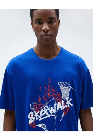 Koton Sportswear Oversize T-Shirt with Basketball Print Short Sleeves