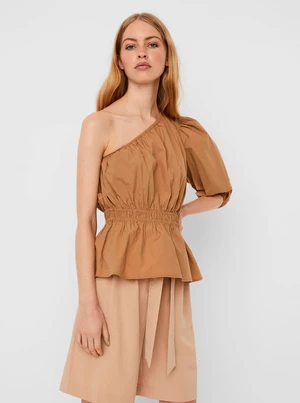 Brown asymmetrical blouse VERO MODA Olene