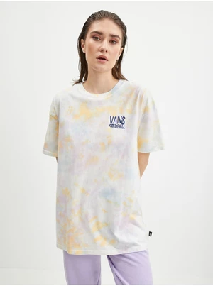 Yellow-white women's patterned T-shirt VANS - Women