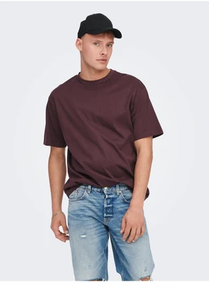 Burgundy basic T-shirt ONLY & SONS Fred - Men