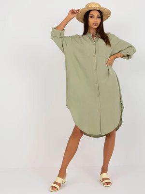 Light green midi dress with stand-up collar by OCH BELLA