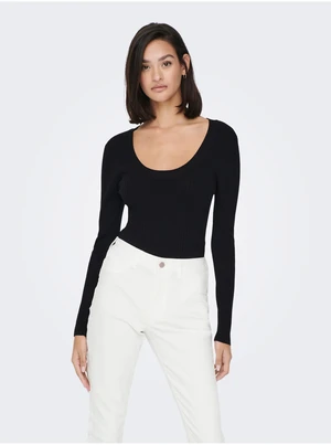 Black Womens Ribbed Light Sweater JDY Plum - Women