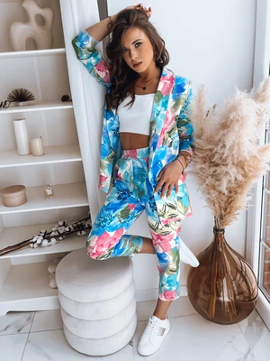 Women's trousers FLOWER GARDEN turquoise Dstreet