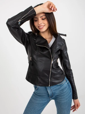 Black ramones jacket with zippers on the sleeves
