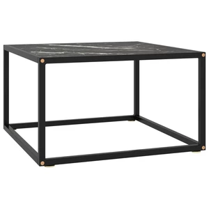 Tea Table Black with Black Marble Glass 23.6"x23.6"x13.8"