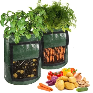 PE Garden Potato Growing Bag Plant Pot for Grow Vegetables With Drainage Hole - Green
