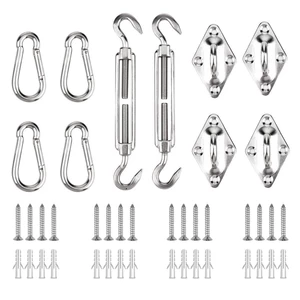 NASUM 42PCS Awning Accessories Sunshade Sail Stainless Steel Hardware Kit Easy to Install for Garden Sunshade Sail Fixin
