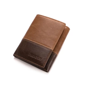 Menico Men Genuine Leather RFID Antimagnetic Trifold Short Wallet Business Vintage 6 Card Slots Coin Bag Wallet