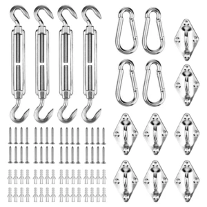 NASUM 80PCS Shade Sail Hardware Parasols Tents Hooks Climbing Buckles Screws Stainless Steel Tent Accessories for Outdoo