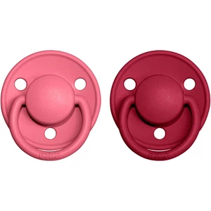 BIBS De Lux Natural Rubber Size 2: 6+ months dudlík Coral / Ruby 2 ks